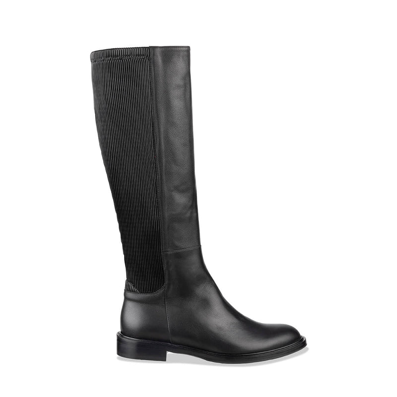 cantra women s stretch Knee High Black Leather Boots Made In Italy habbot