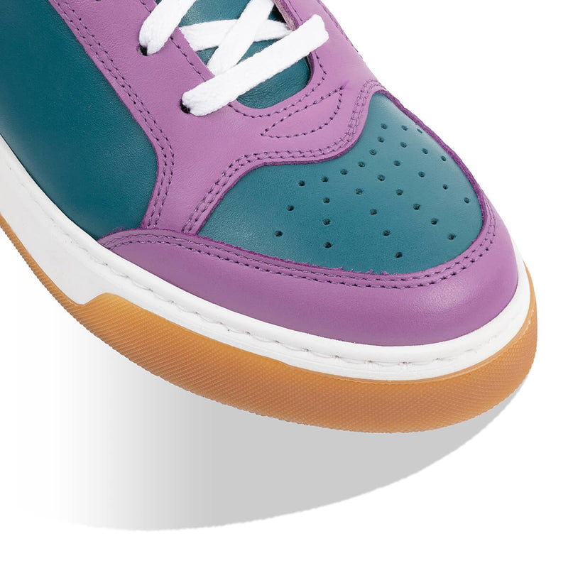 'solo' women's petrol green and purple leather sneakers - Made in Italy ...