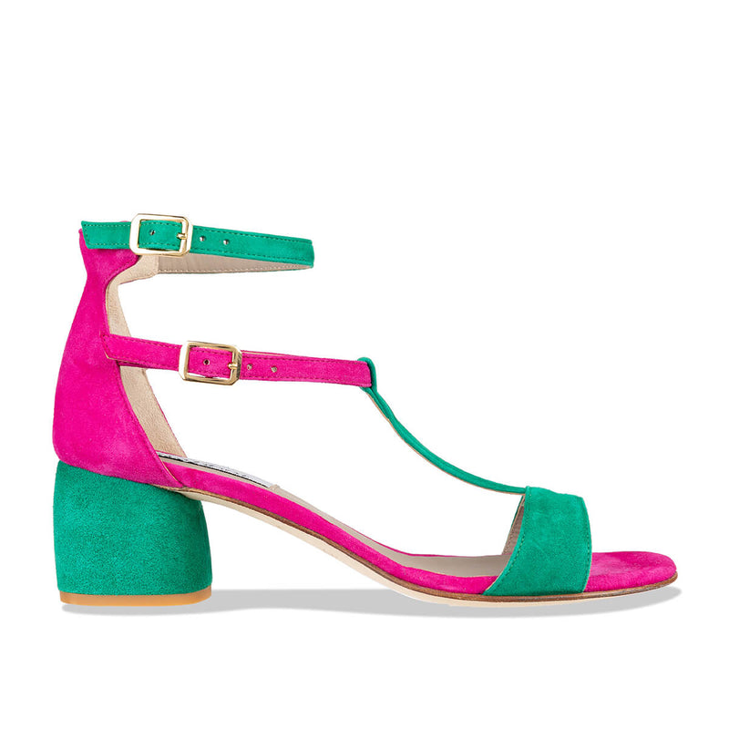 Pink and green sandals on sale