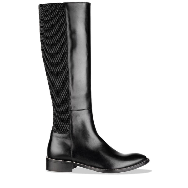 'zecca' Women's Knee-High Black Leather Boots – Made In Italy | habbot