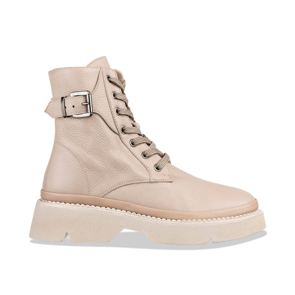 'ato' women's grey leather combat Boots – Made In Italy | habbot