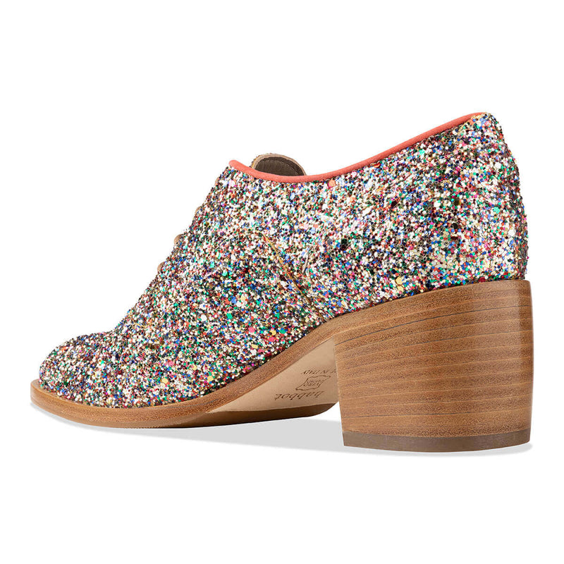 Froth' Women's Mid Heel Lace Ups – multicolour glitter Italian 