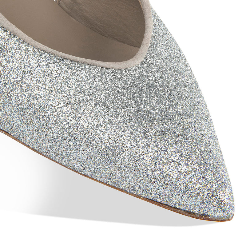 'Gabba' Womens slingback heels – Silver leather Italian Shoes | habbot